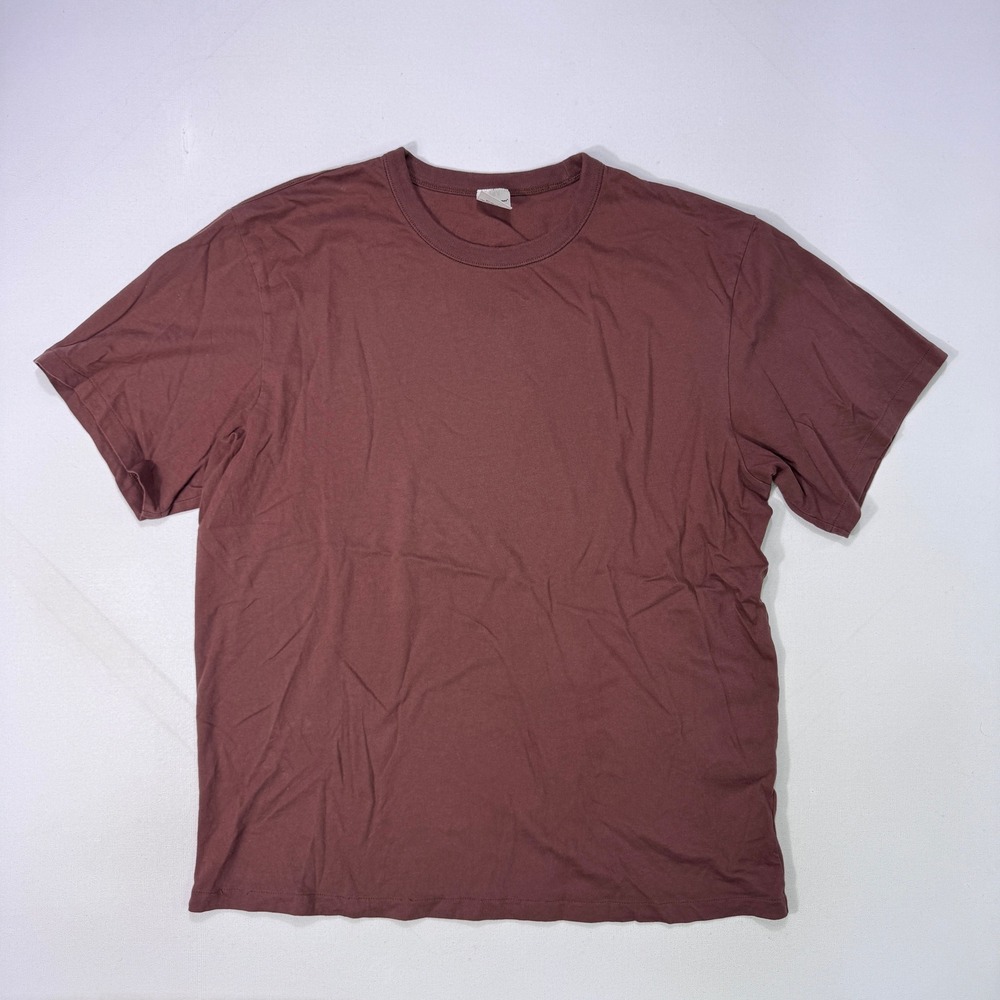 Wallace & Barnes Mens Large Brown Heritage-weight Cotton Crew Neck T-Shirt CL752